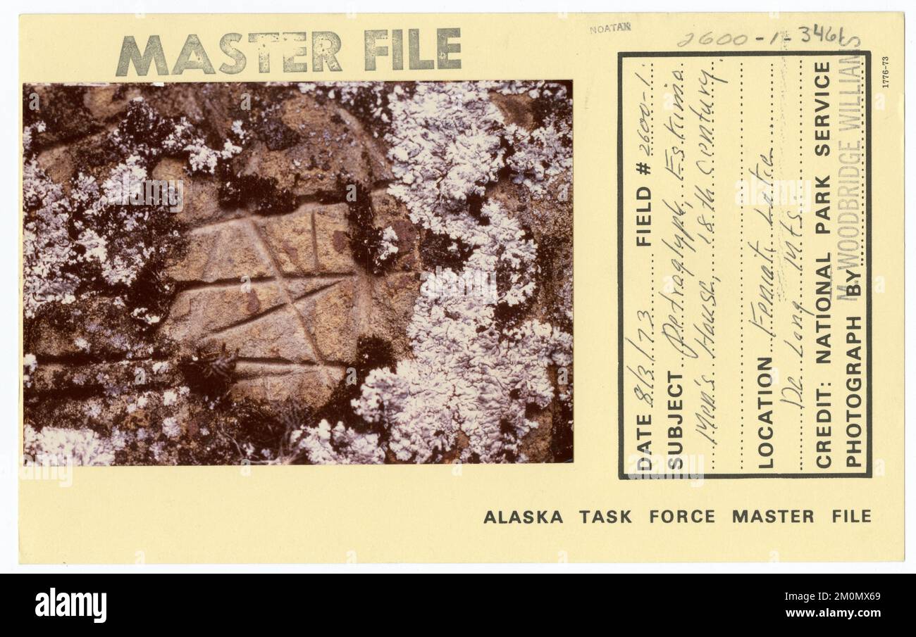 Petroglyph, maison Eskimo pour hommes, 18th siècle. Photographies du Groupe de travail de l'Alaska Banque D'Images