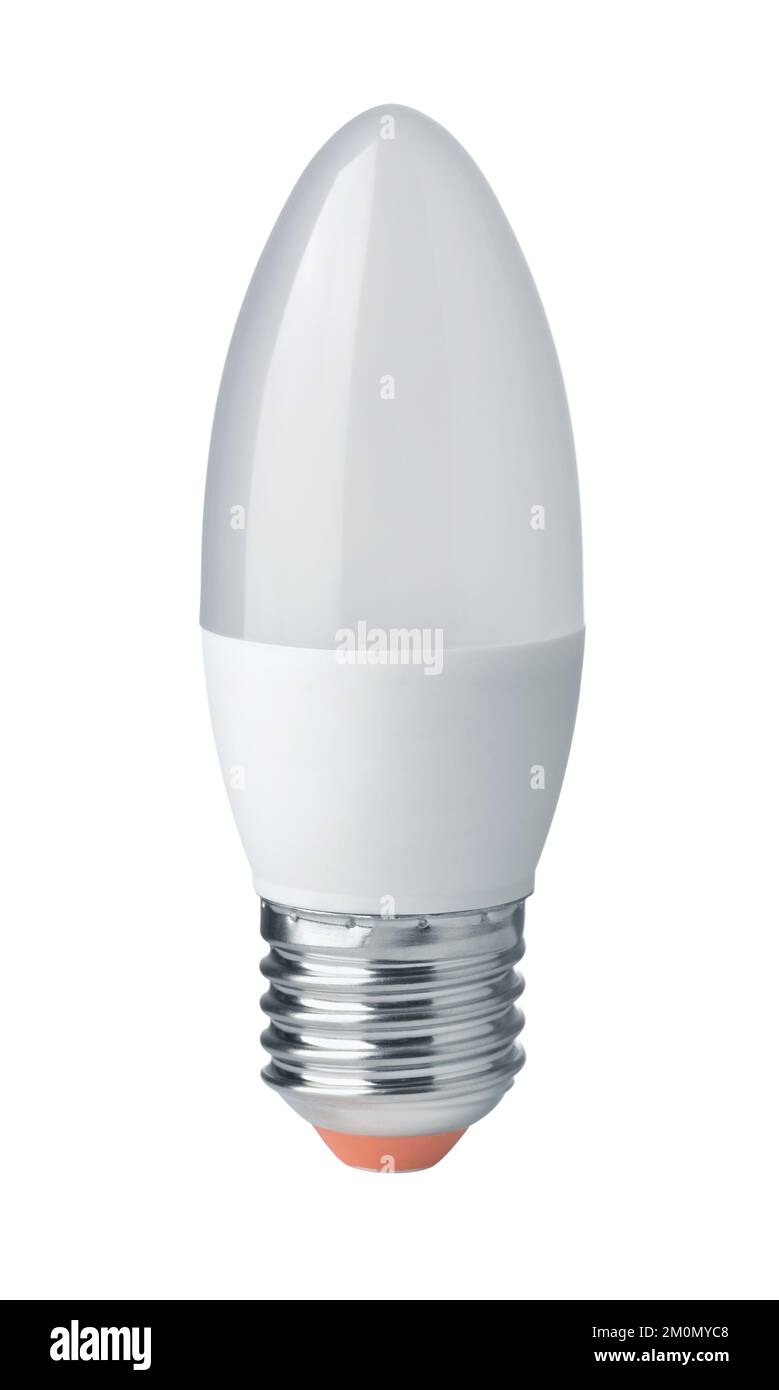 Vue avant de l'ampoule LED dépolie isolée sur blanc Banque D'Images