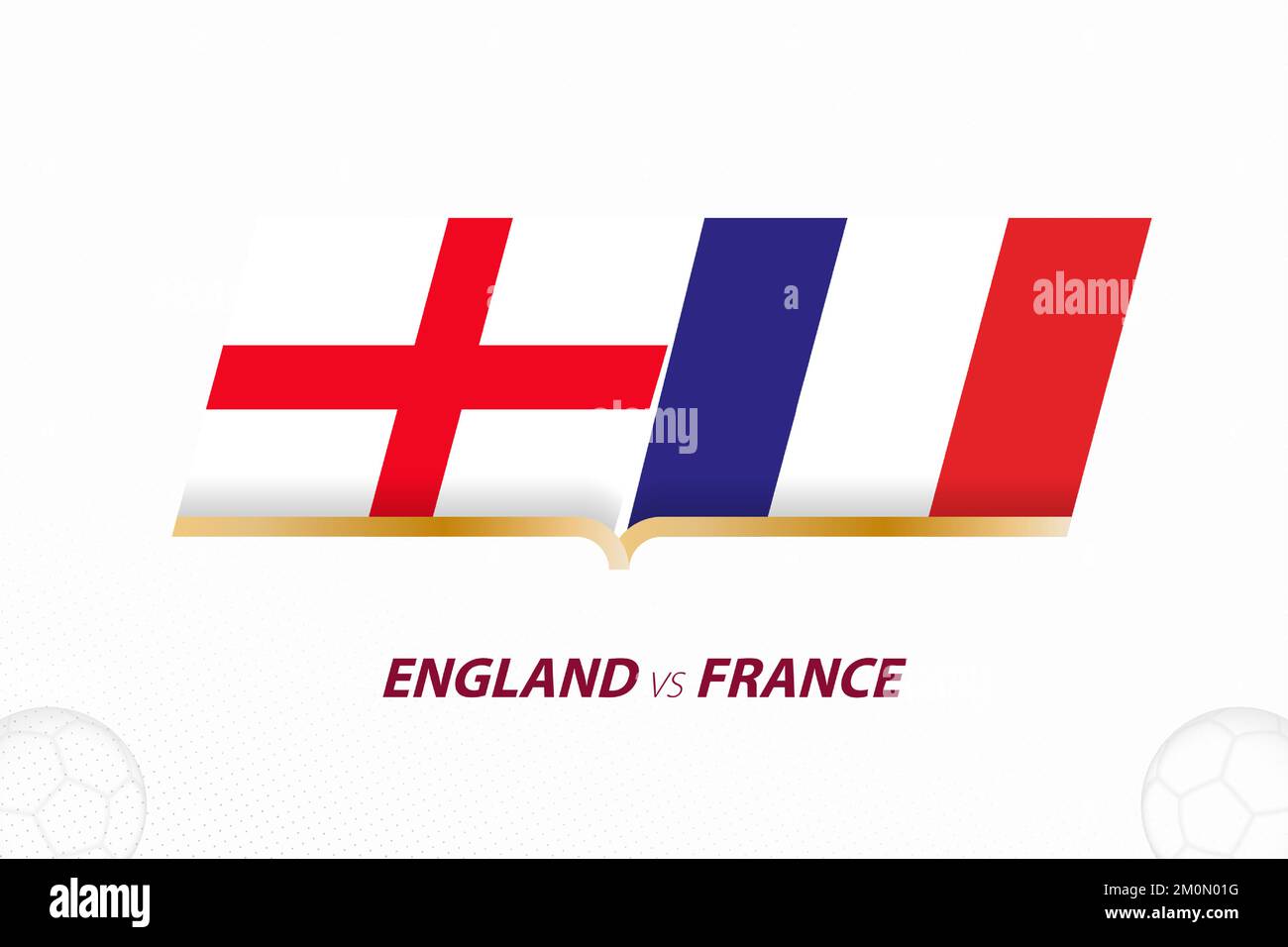 L'Angleterre contre la France en compétition de football, en quarts de finale. Icône Versus sur l'arrière-plan du football. Icône vecteur sport. Illustration de Vecteur