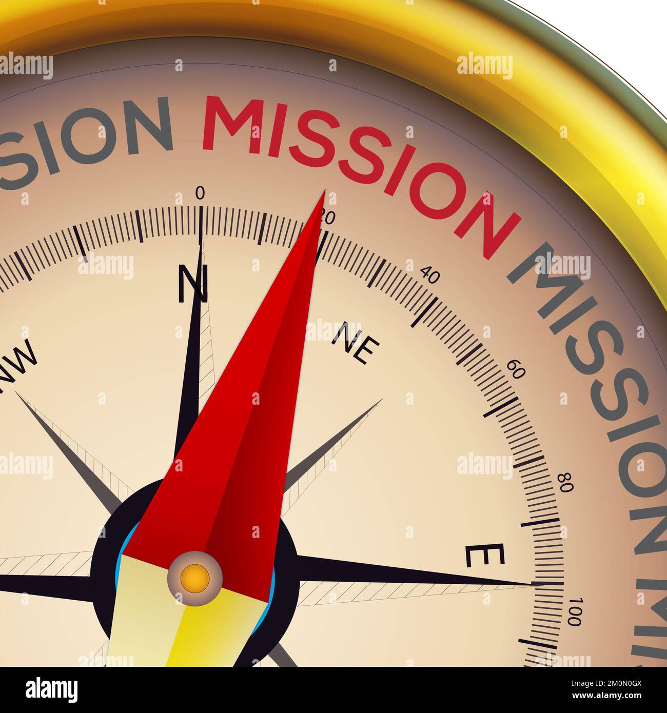 Icône de mission avec 3D Compass Design Needle pointant vers Target Banque D'Images