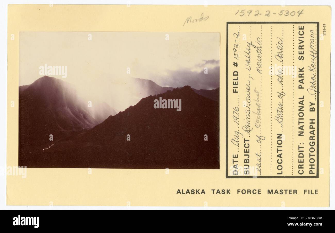 Douche à effet pluie, vallée à l'est de la montagne Cockedhat. Photographies du Groupe de travail de l'Alaska Banque D'Images