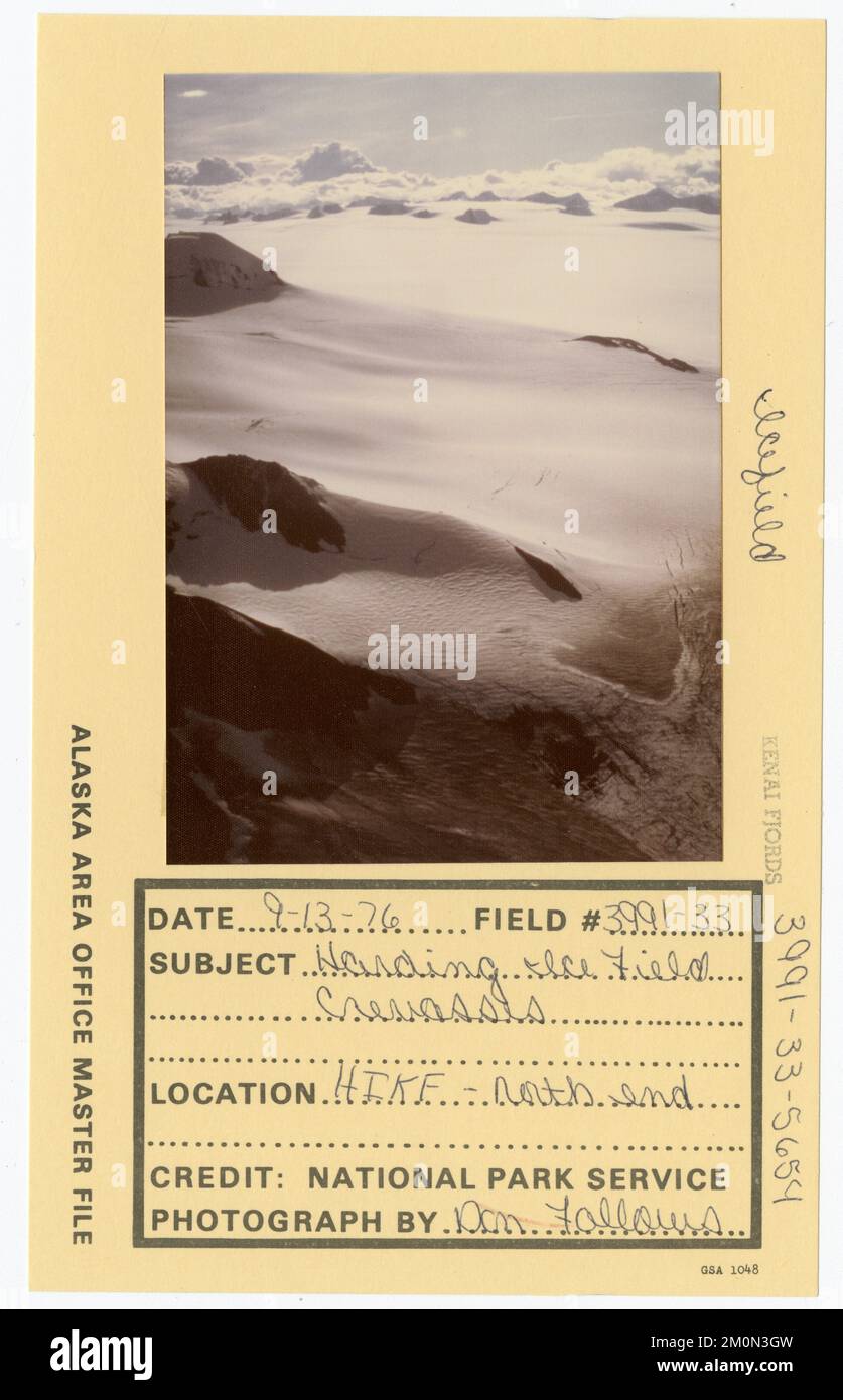 Crevasses de champ de glace Harding. Photographies du Groupe de travail de l'Alaska Banque D'Images