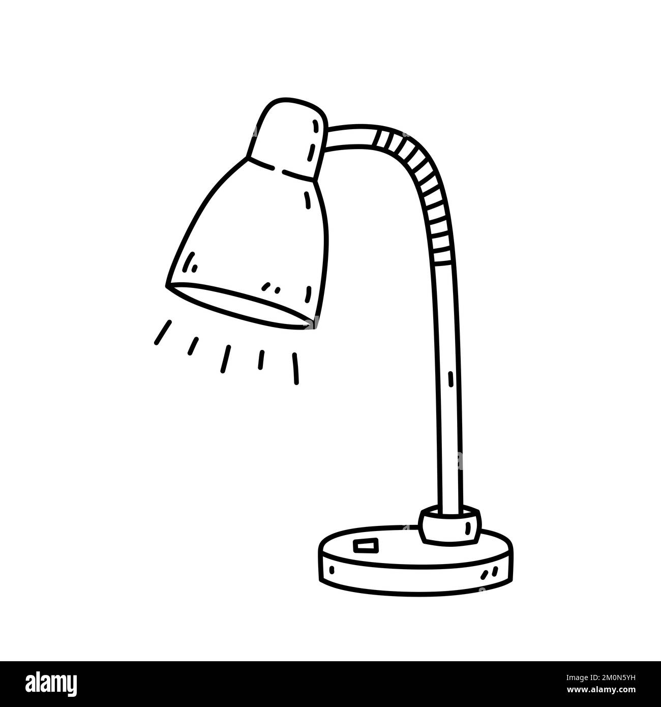 Lampe de table isolée sur fond blanc. Élément intérieur pour l'éclairage d'une pièce, d'un bureau. Illustration vectorielle d'une caniche dessinée à la main. Parfait pour les décorations, le logo, divers motifs. Illustration de Vecteur