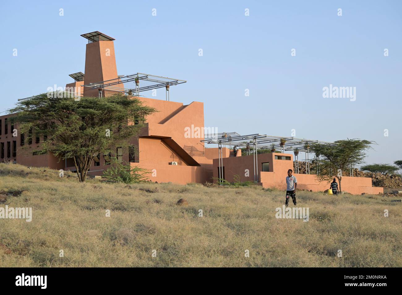 KENYA, Turkana, IT Campus de Loropio, Initiative Learning Lions, l'éducation numérique pour l'Afrique éloignée initié par le Prince Ludwig de Bavière, architecte du campus: Francis Kéré Banque D'Images