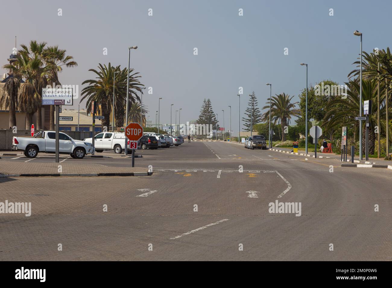 Swakopmund, Namibie - 03 octobre 2018 : promenade à Swakopmund. Végétation exotique. Banque D'Images
