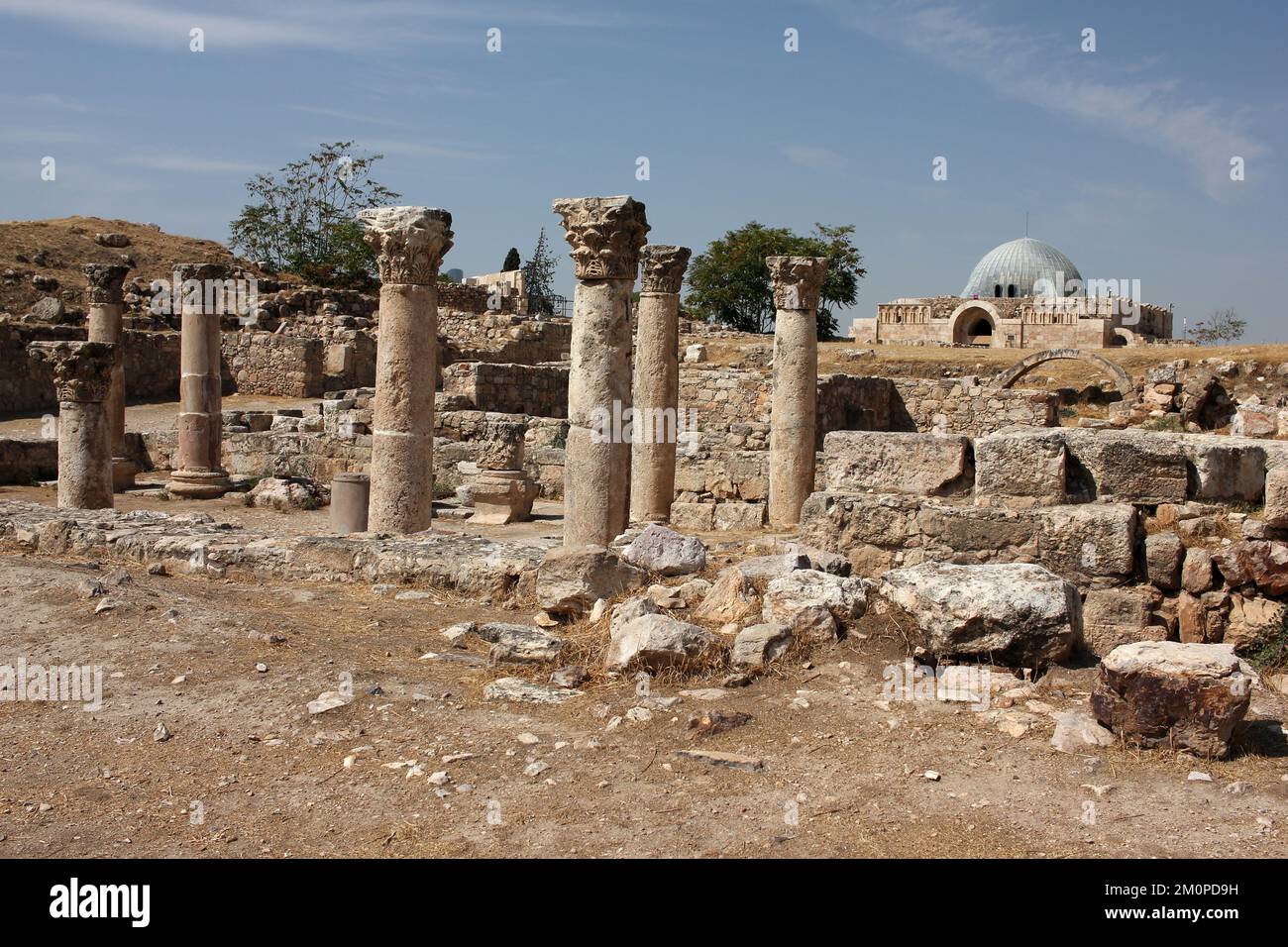 Ruines de l'Église Byzantine à La Citadelle d'Amman en Jordanie Banque D'Images