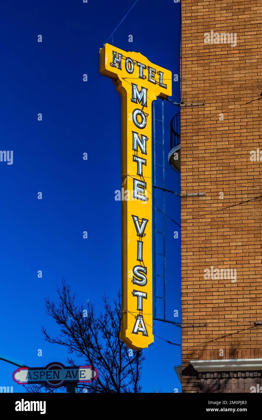 Hôtel Monte Vista sur la route 66 à Flagstaff, Arizona, États-Unis [aucune autorisation de propriété ; licence éditoriale uniquement] Banque D'Images