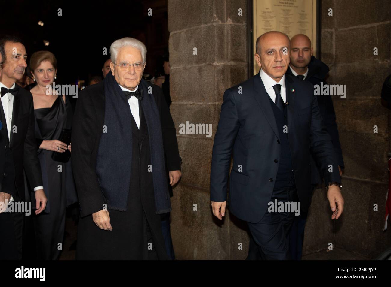 MILAN, THÉÂTRE À LA SCALA. OUVERTURE EN SOIRÉE. Sur la photo : Sergio Mattarella, Président de la République Banque D'Images