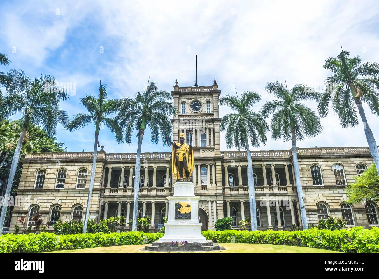 King Kamehameha I Statue Cour suprême d'État immeuble Honolulu Oahu Hawaii King a fondé le Royaume d'Hawaï unifiant les îles hawaïennes dédiées en 1883 par Banque D'Images