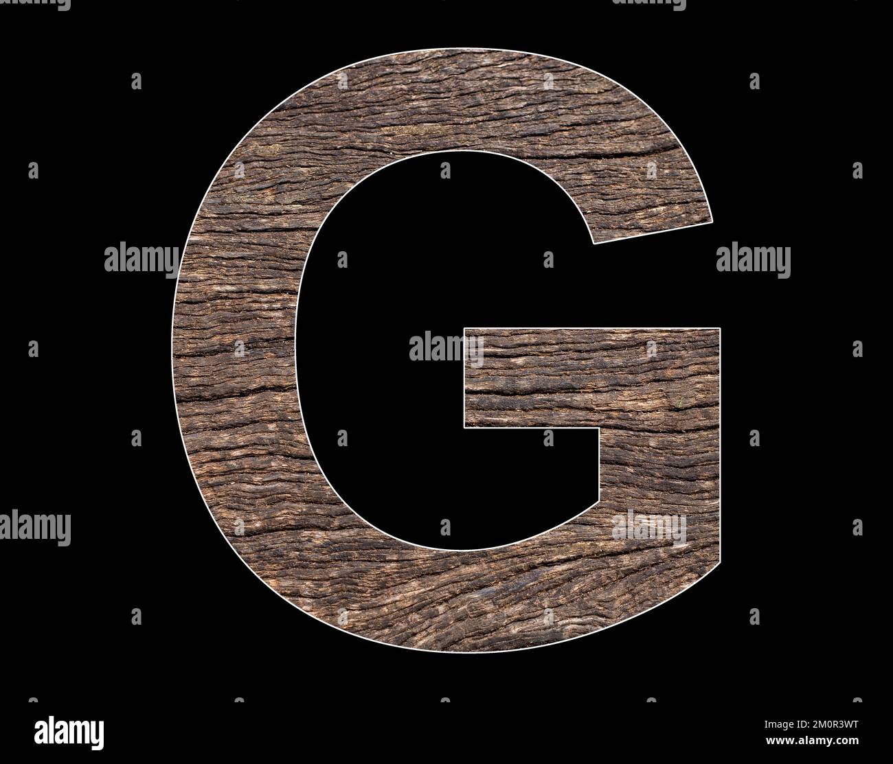 Lettre majuscule G de l'alphabet - texture rustique du cortex de l'arbre Banque D'Images