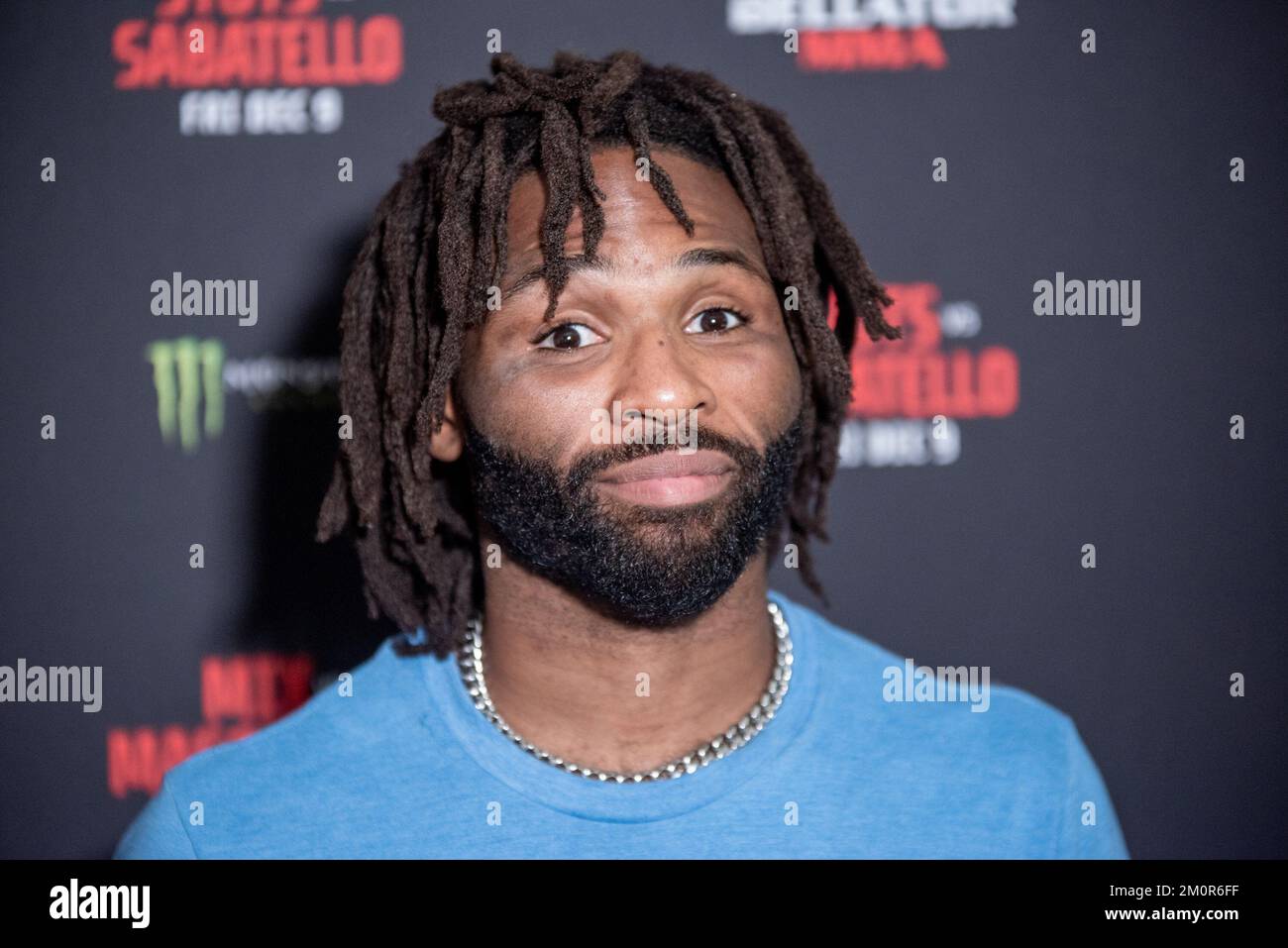 Uncasville, CT - DÉCEMBRE 7: Raufeto Stots rencontre les médias avant le Bellator 289 au Mohegan Sun Casino on 9 décembre 2022 à Uncasville, CT, États-Unis. (Photo de Matt Davies/PxImages) Banque D'Images