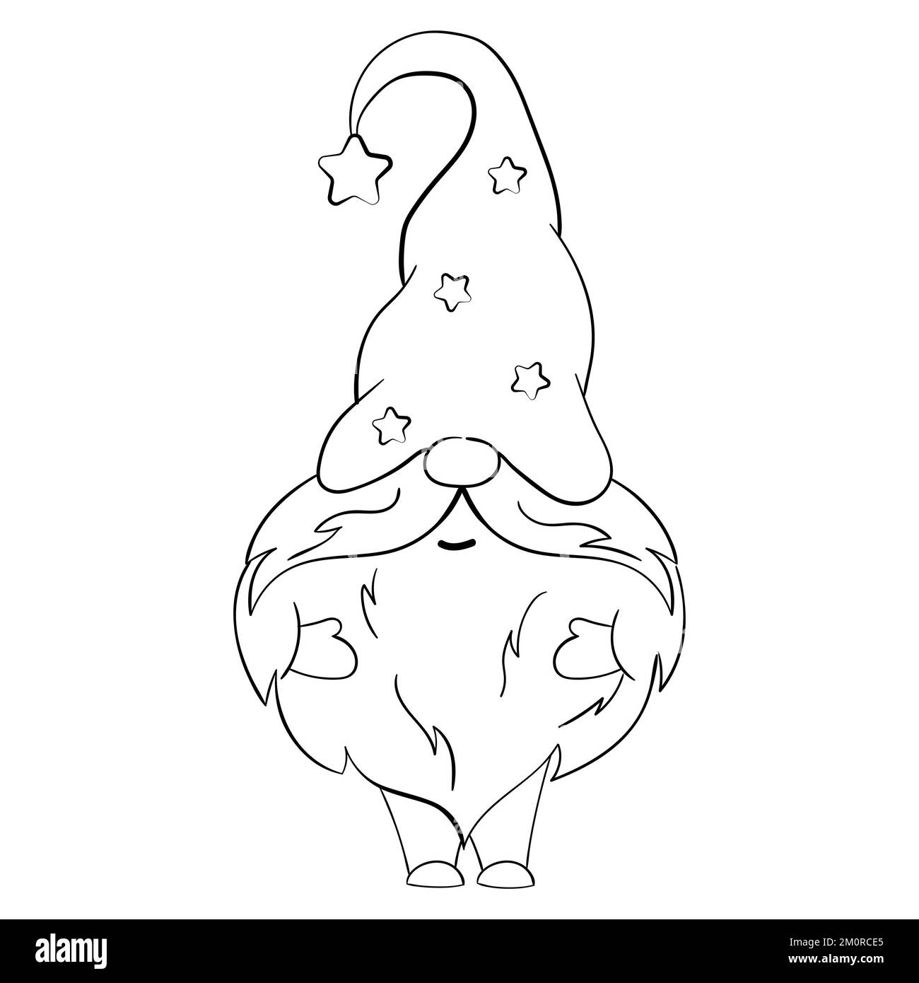 Gnome de Noël de dessin animé pour les livres de coloriage. Design linéaire pour les livres de coloriage pour enfants. Illustration de Vecteur