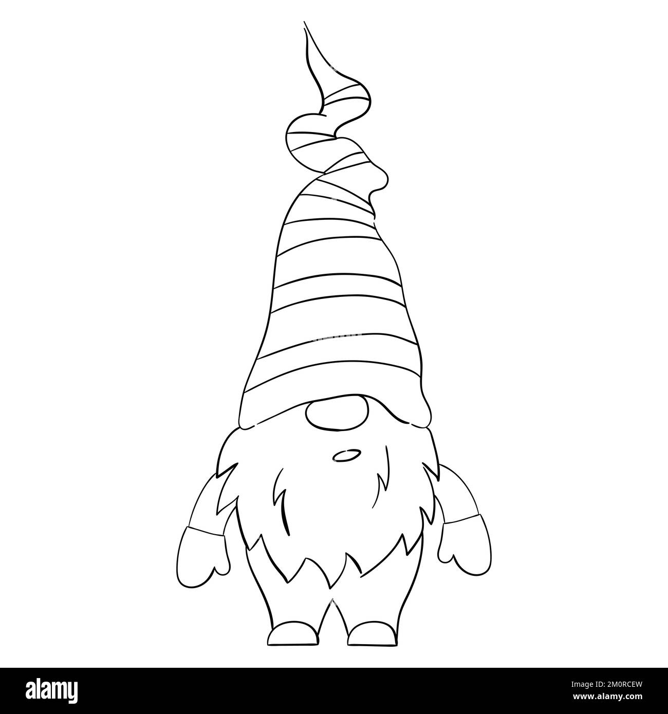 Gnome de Noël de dessin animé pour les livres de coloriage. Design linéaire pour les livres de coloriage pour enfants. Illustration de Vecteur