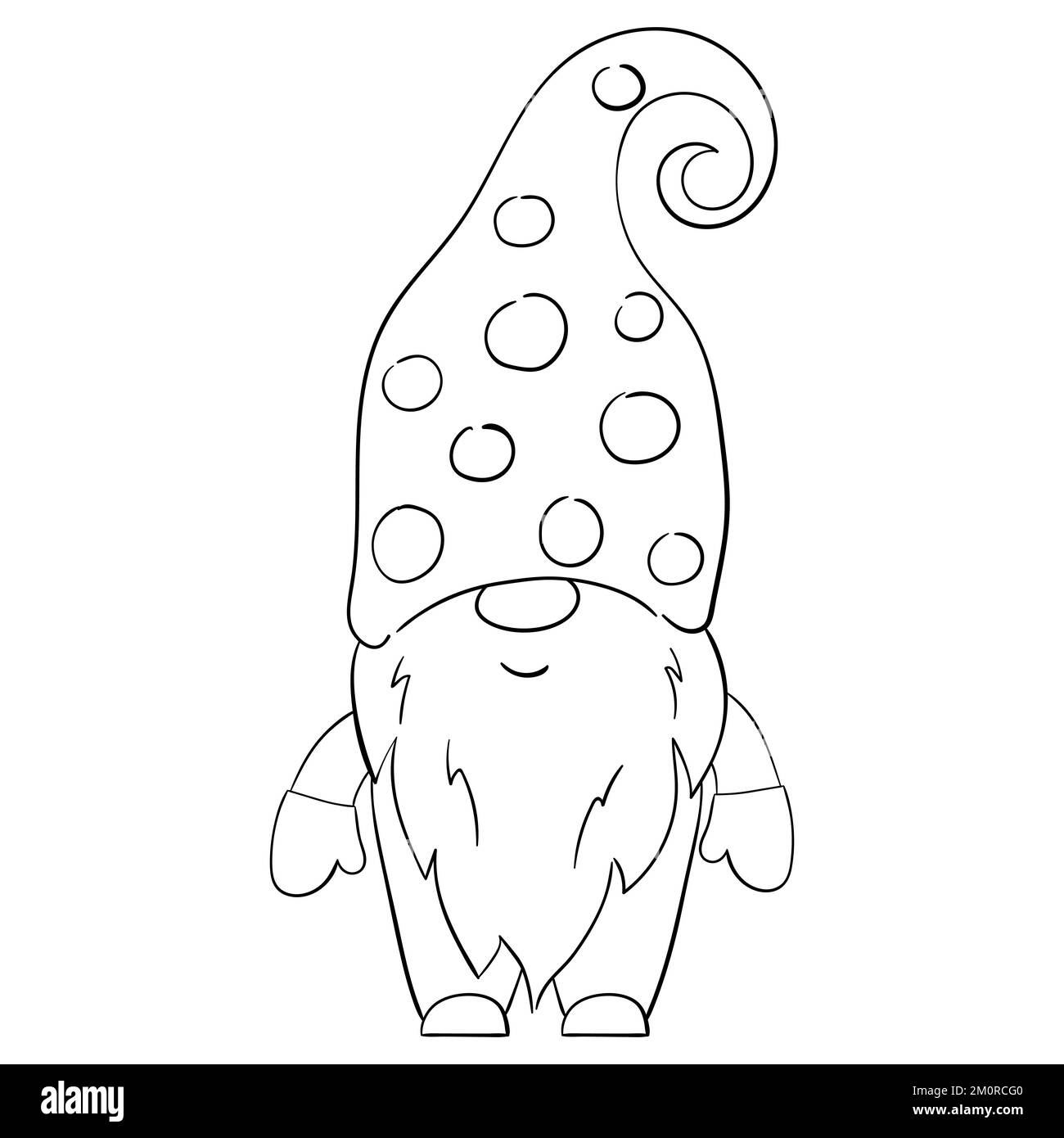 Gnome de Noël de dessin animé pour les livres de coloriage. Design linéaire pour les livres de coloriage pour enfants. Illustration de Vecteur
