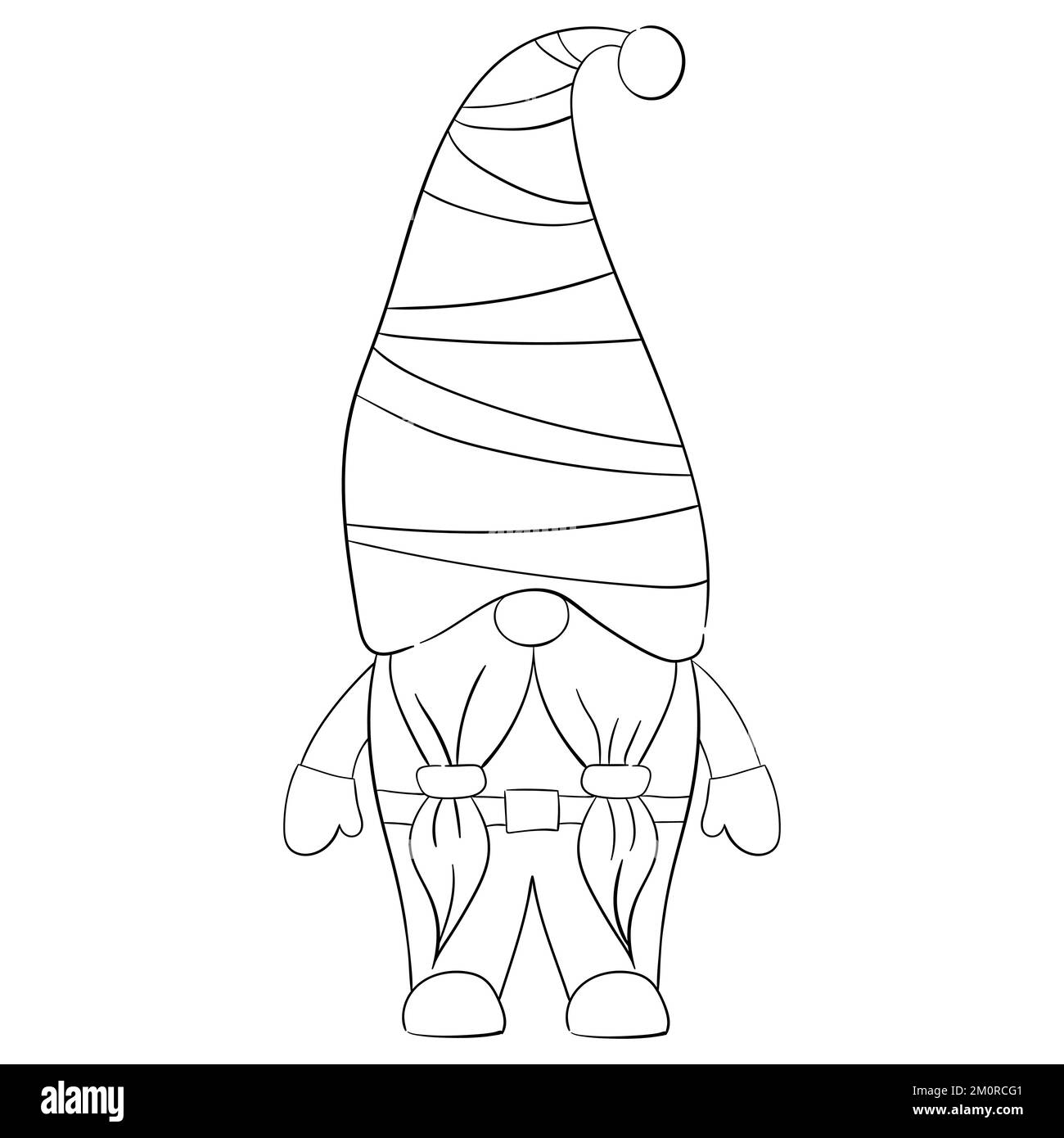 Gnome de Noël de dessin animé pour les livres de coloriage. Design linéaire pour les livres de coloriage pour enfants. Illustration de Vecteur
