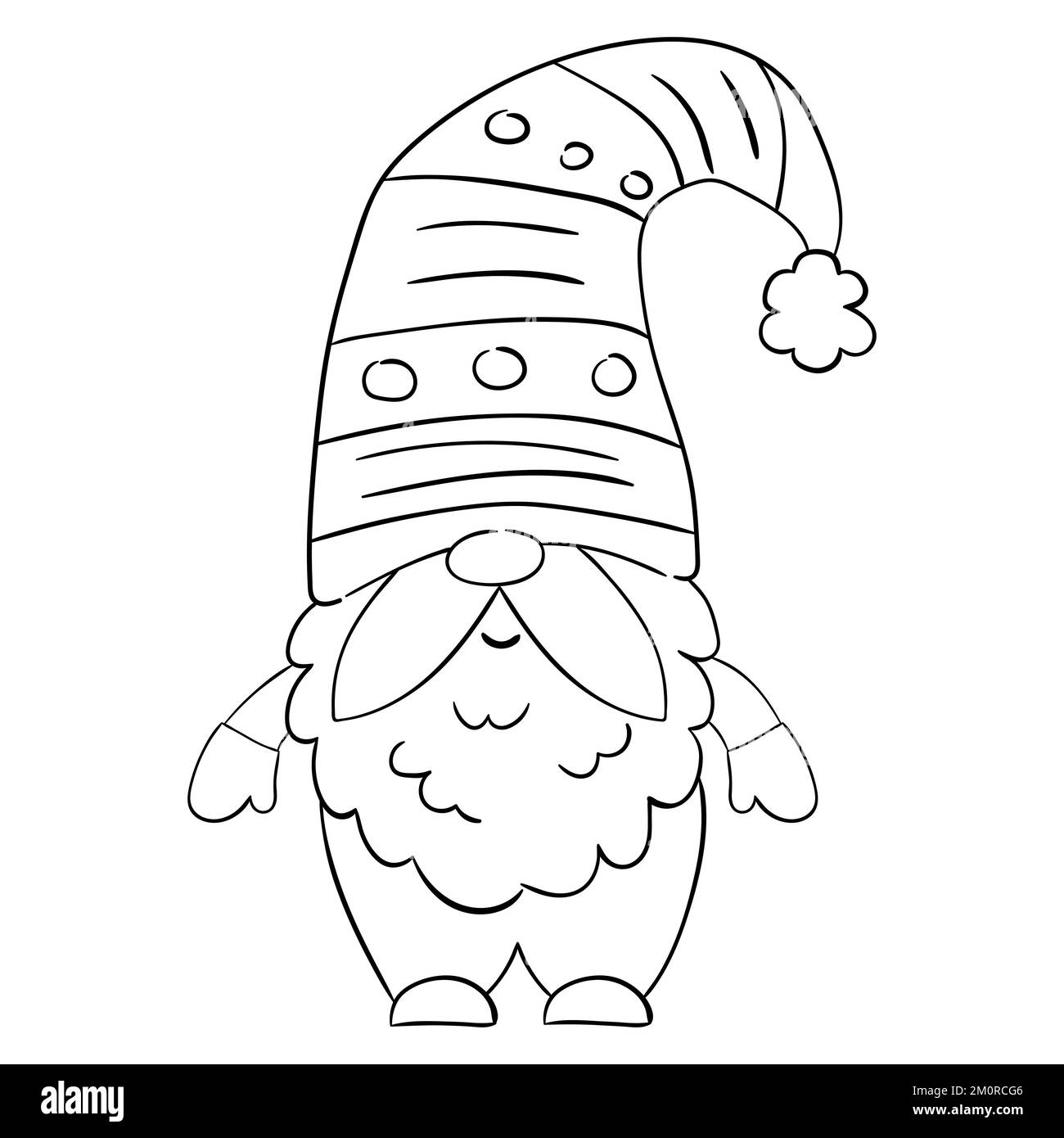 Gnome de Noël de dessin animé pour les livres de coloriage. Design linéaire pour les livres de coloriage pour enfants. Illustration de Vecteur