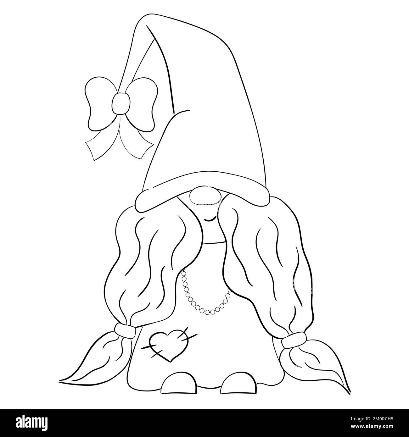 Dessin animé Noël gnome fille pour livre de coloriage. Design linéaire pour les livres de coloriage pour enfants. Illustration de Vecteur