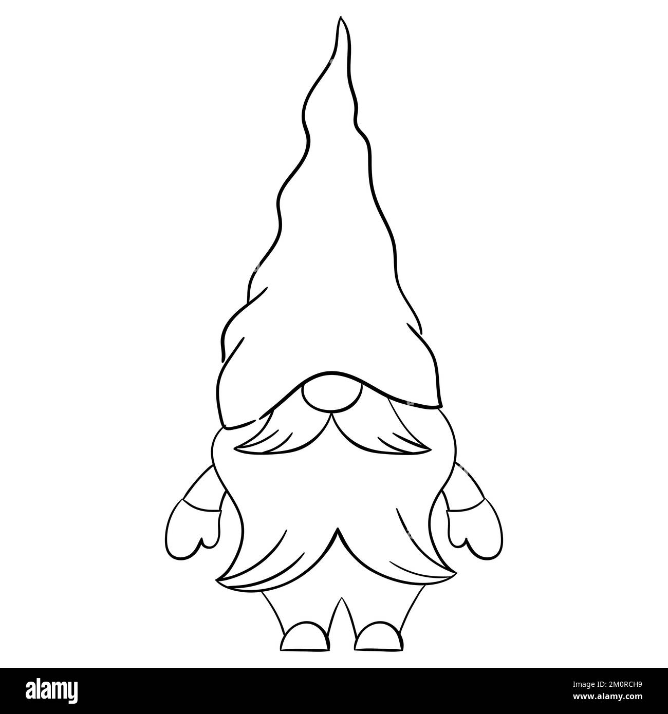 Gnome de Noël de dessin animé pour les livres de coloriage. Design linéaire pour les livres de coloriage pour enfants. Illustration de Vecteur