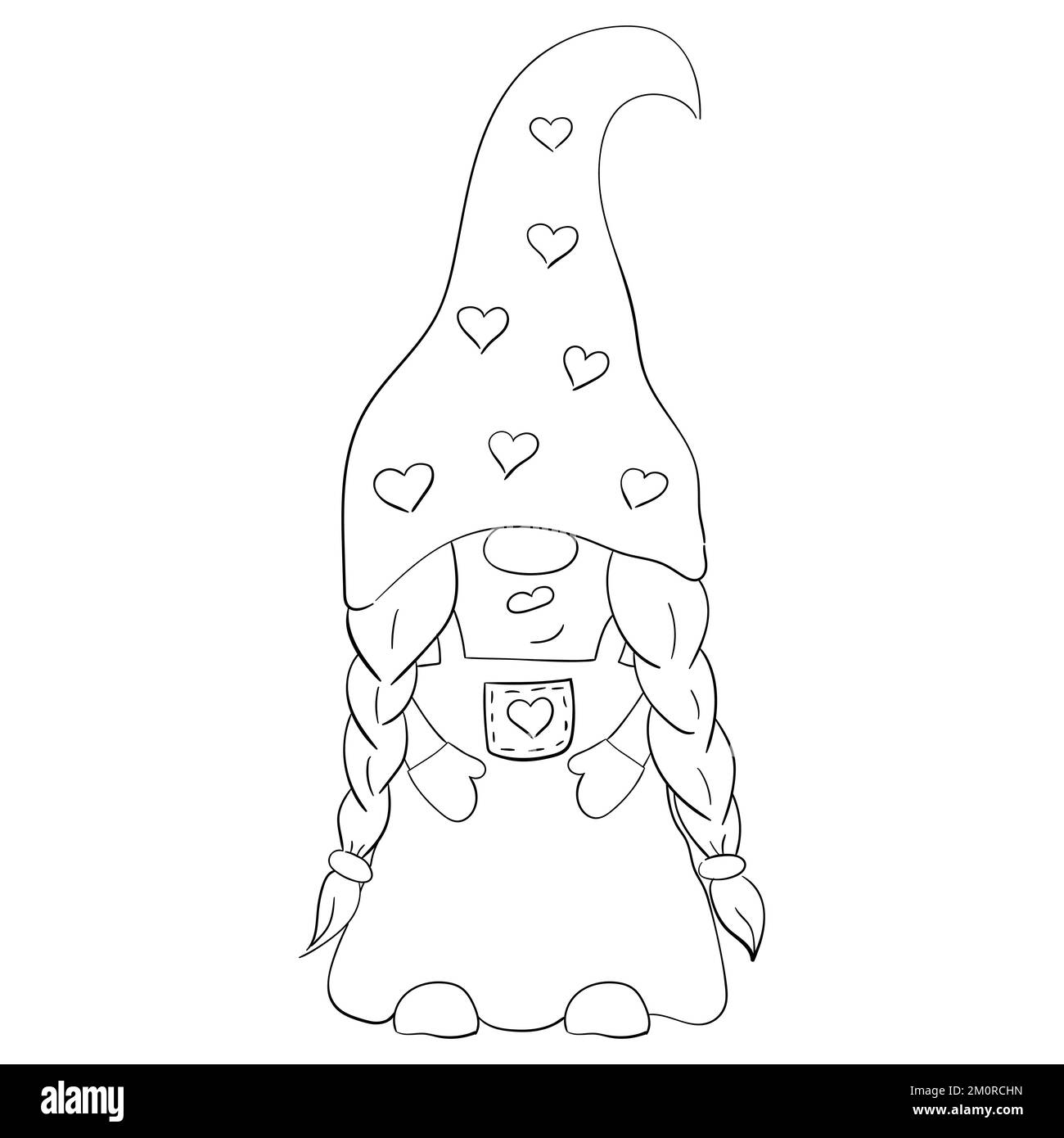 Dessin animé Noël gnome fille pour livre de coloriage. Design linéaire pour les livres de coloriage pour enfants. Illustration de Vecteur