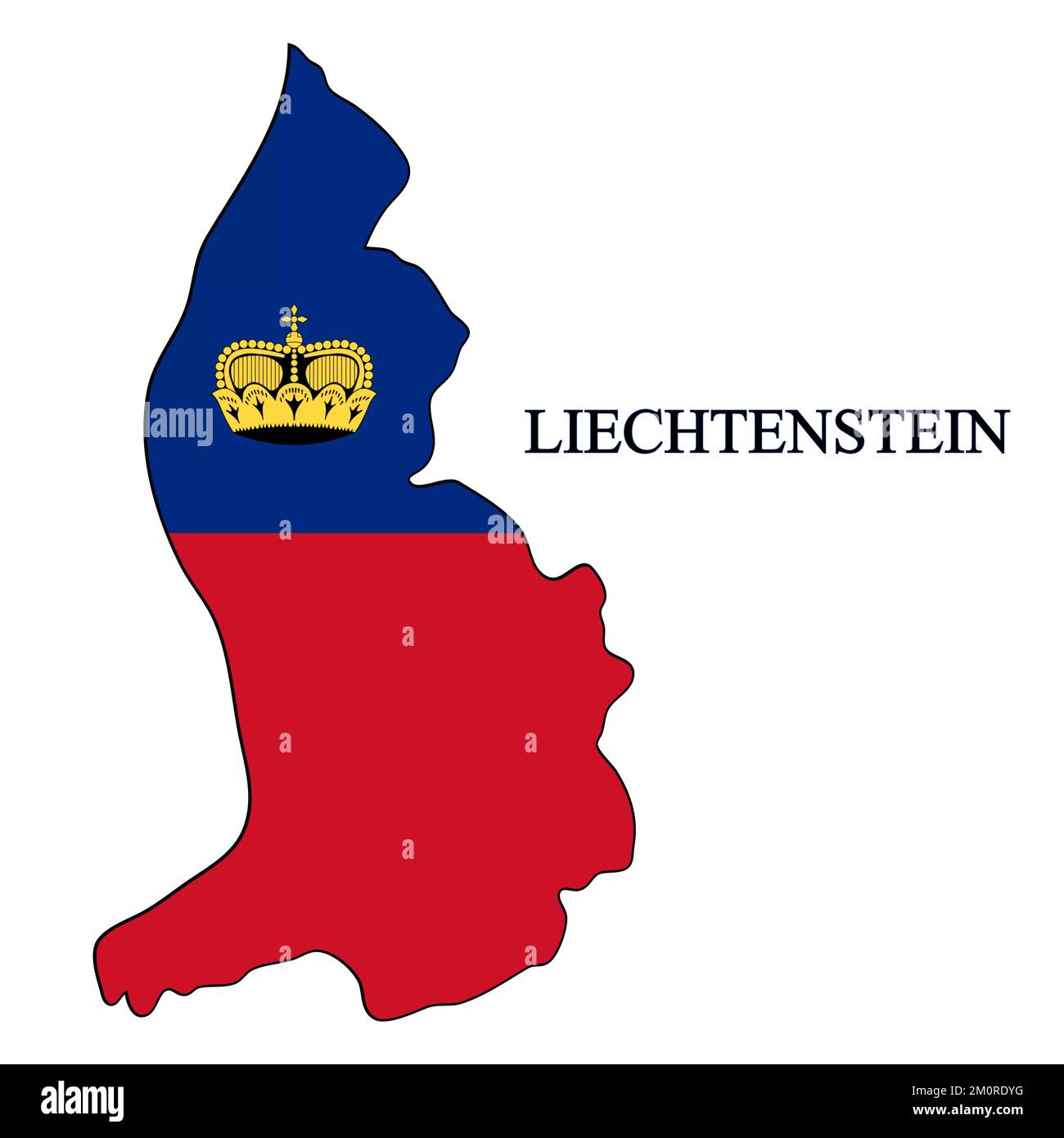 Illustration vectorielle de la carte du Liechtenstein. Économie mondiale. Pays célèbre. Europe de l'Ouest. Europe. Illustration de Vecteur