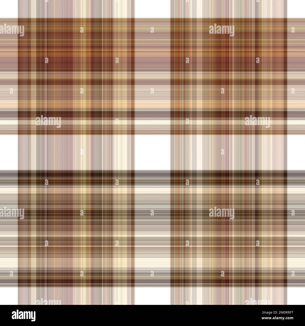 Tissu écossais blanc forêt à motif sans couture. Motif écossais de forêt automnale ton sur ton avec texture organique. Arrière-plan de bande orange pour papier peint rugueux. Banque D'Images