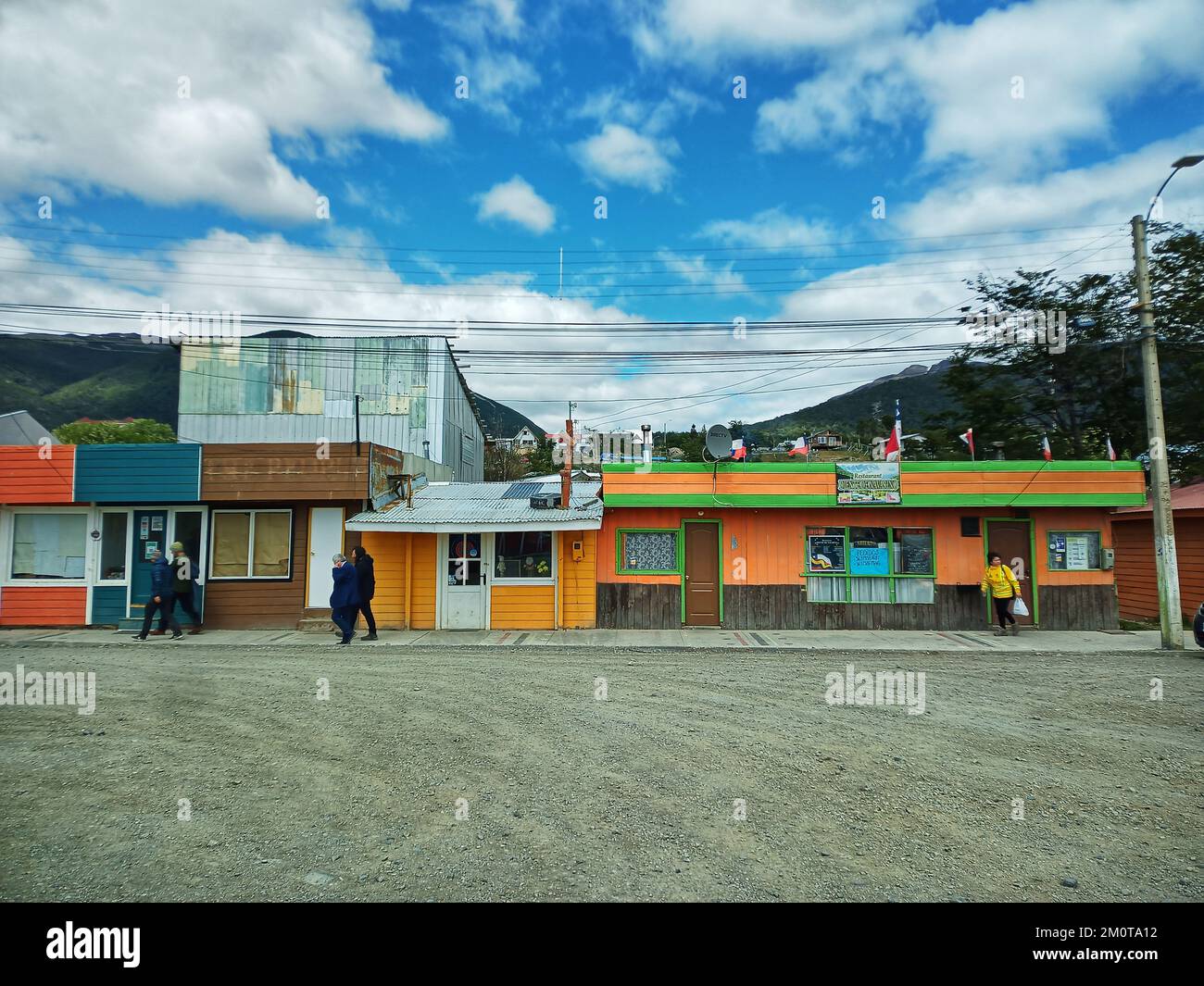 plaza abuelo felipe, Puerto Williams, l'île de Navarino, Tierra del Fuego, rues à puerto williams, chili, puerto williams, antactica, Banque D'Images