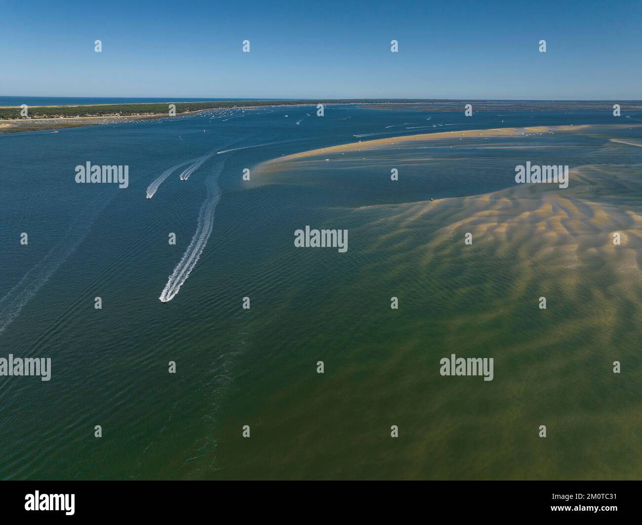 France, Gironde, bassin d'Arcachon, banc de sable (vue aérienne) Banque D'Images