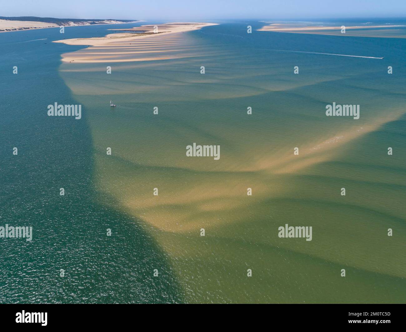 France, Gironde, bassin d'Arcachon, banc de sable (vue aérienne) Banque D'Images