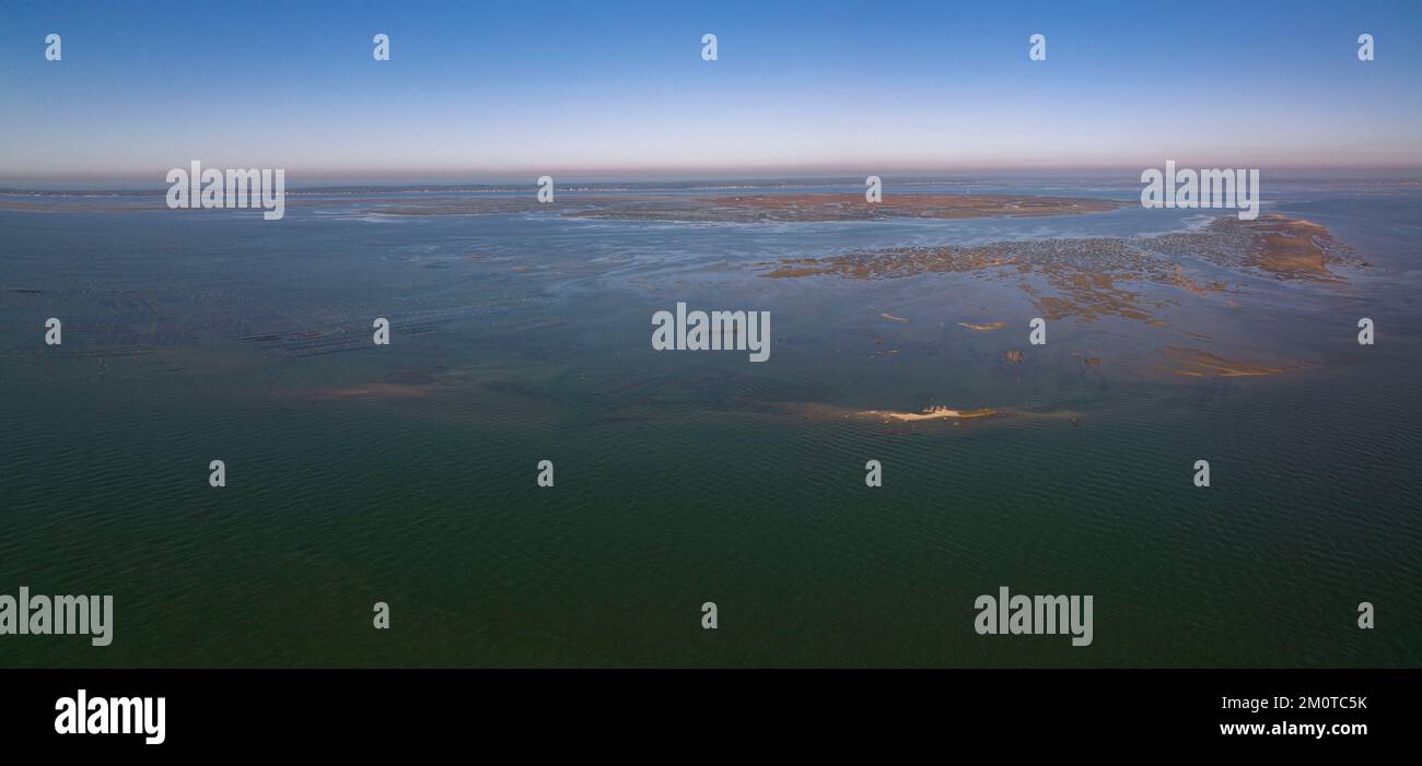 France, Gironde, bassin d'Arcachon, teste-de-Buch, Ile-aux-oiseaux (vue aérienne) Banque D'Images