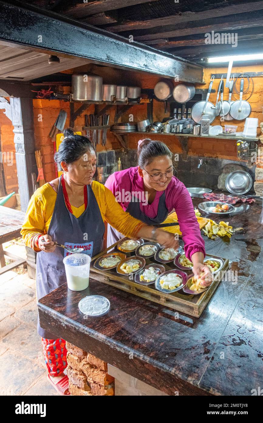 Népal, Nuwakot, hôtel écologique la célèbre ferme, rénové dans une ancienne ferme Banque D'Images