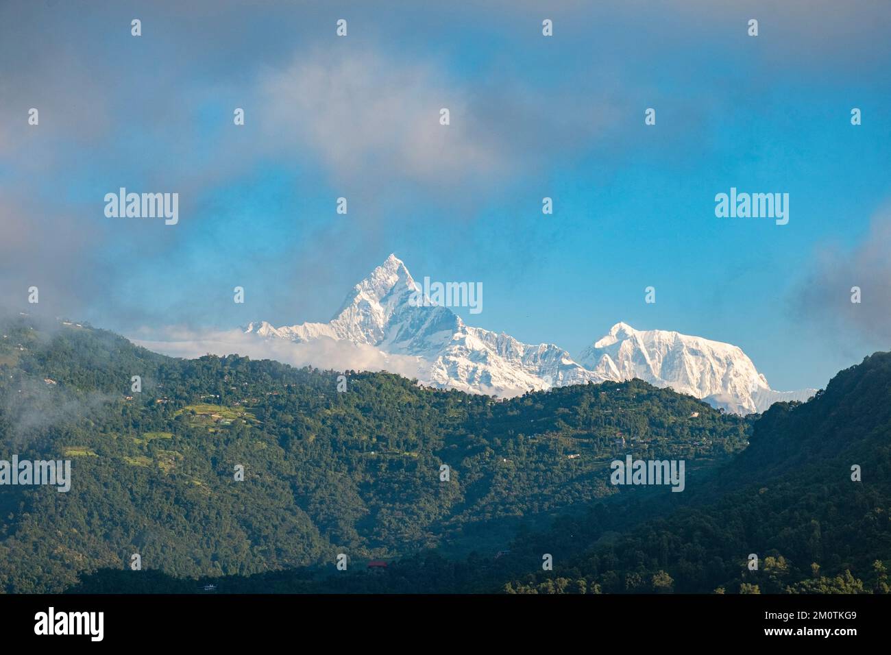 Népal, Pokhara, Annapurna, pic sacré de Machhapuchhare Banque D'Images