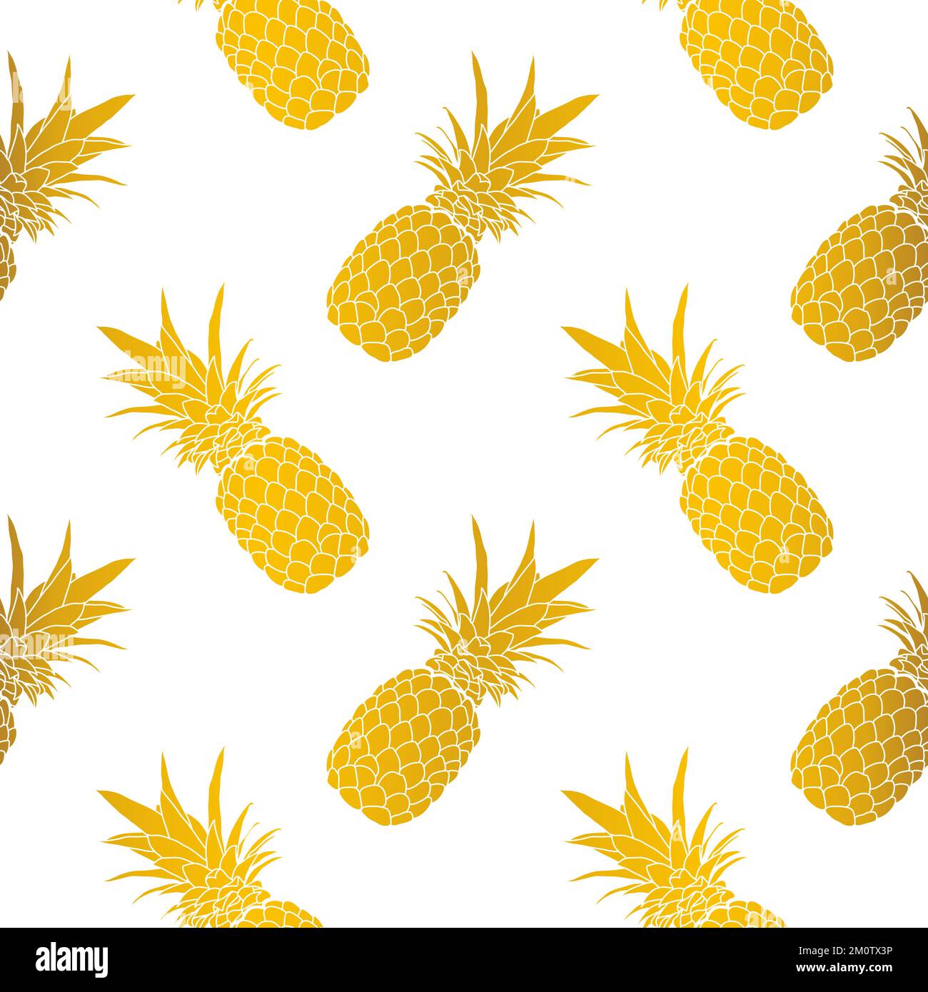 Motif jaune doré sans couture à l'ananas Illustration de Vecteur