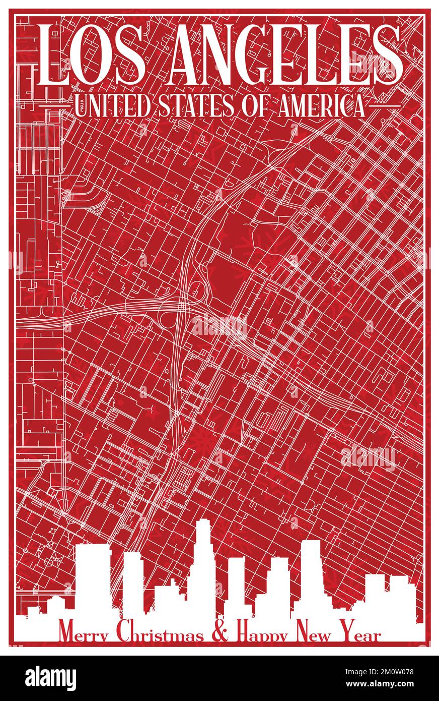 Carte postale de Noël du centre-ville DE LOS ANGELES, ÉTATS-UNIS D'AMÉRIQUE Illustration de Vecteur