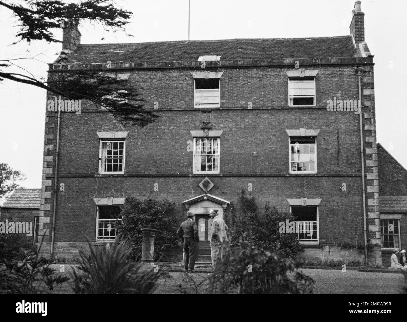 Photographie ancienne du début du 20th siècle montrant le Waingroves Hall à Ripley, Derbyshire, Angleterre. Banque D'Images