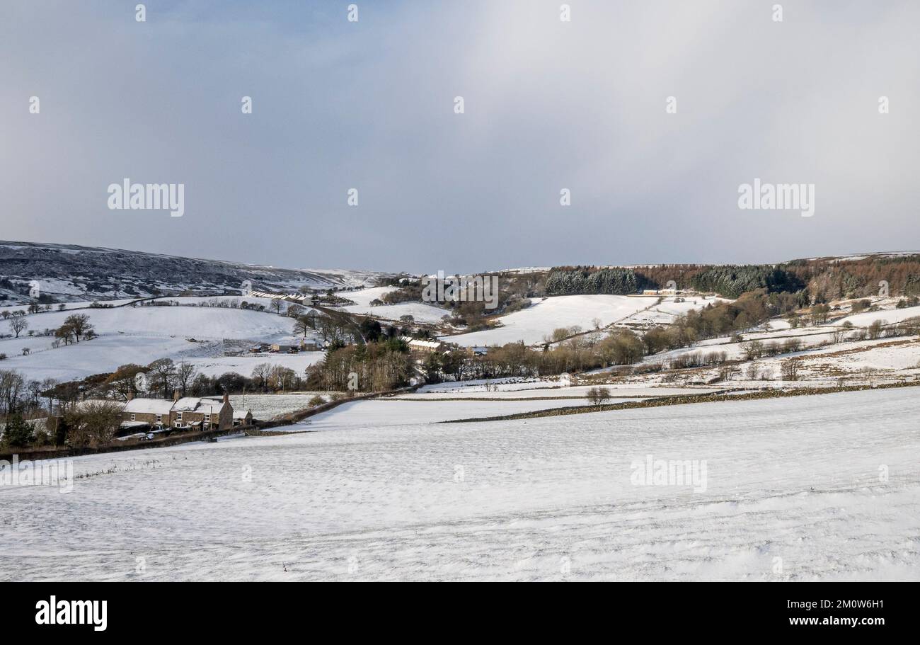 Rosedale East Hill Cottages en hiver de Bell Top Hill Banque D'Images