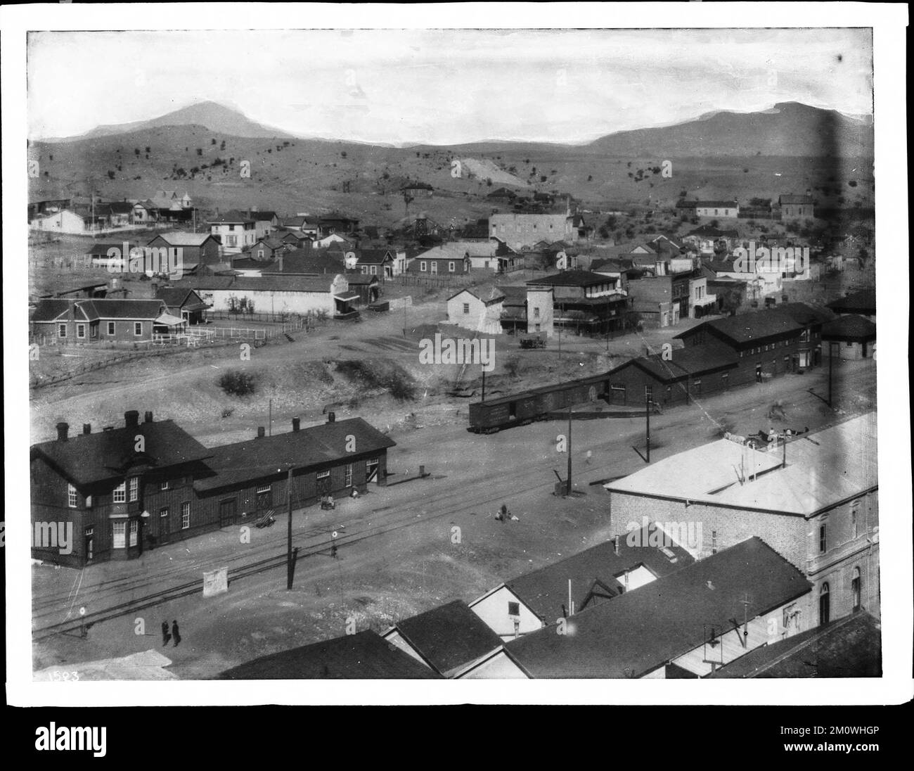 Vue panoramique de la ville de Nogales, Mexique, ca.1905 Banque D'Images