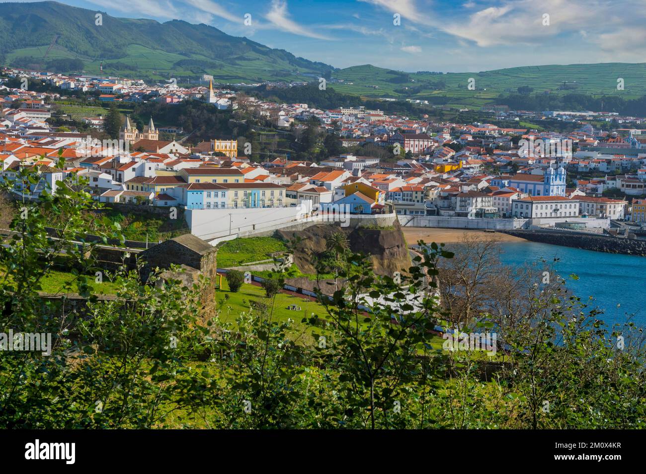 Vue sur le patrimoine mondial de l'UNESCO, Angra do Heroísmo, île de Terceira, Açores, Portugal, Europe Banque D'Images