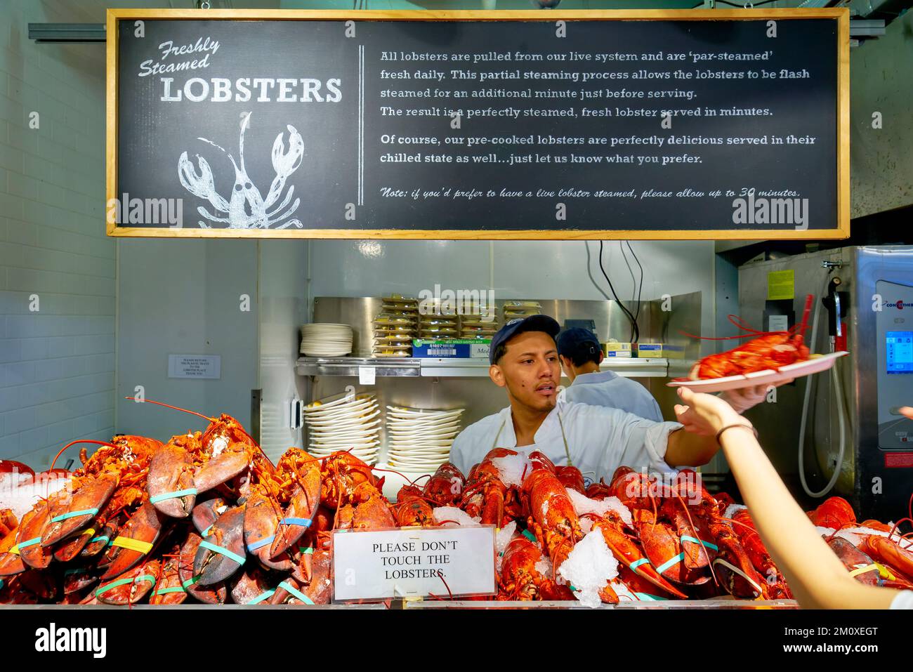 New York. Manhattan. États-Unis. Restaurant Lobster place au Chelsea Market. Sert des homards frais Banque D'Images