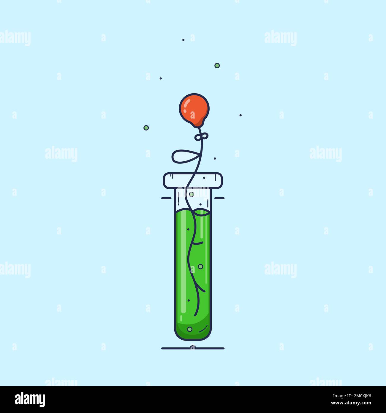 Branche de poulet cultivée en laboratoire. Tube à essai de laboratoire avec liquide vert et bulles. Prendre soin de la planète. Illustration de Vecteur