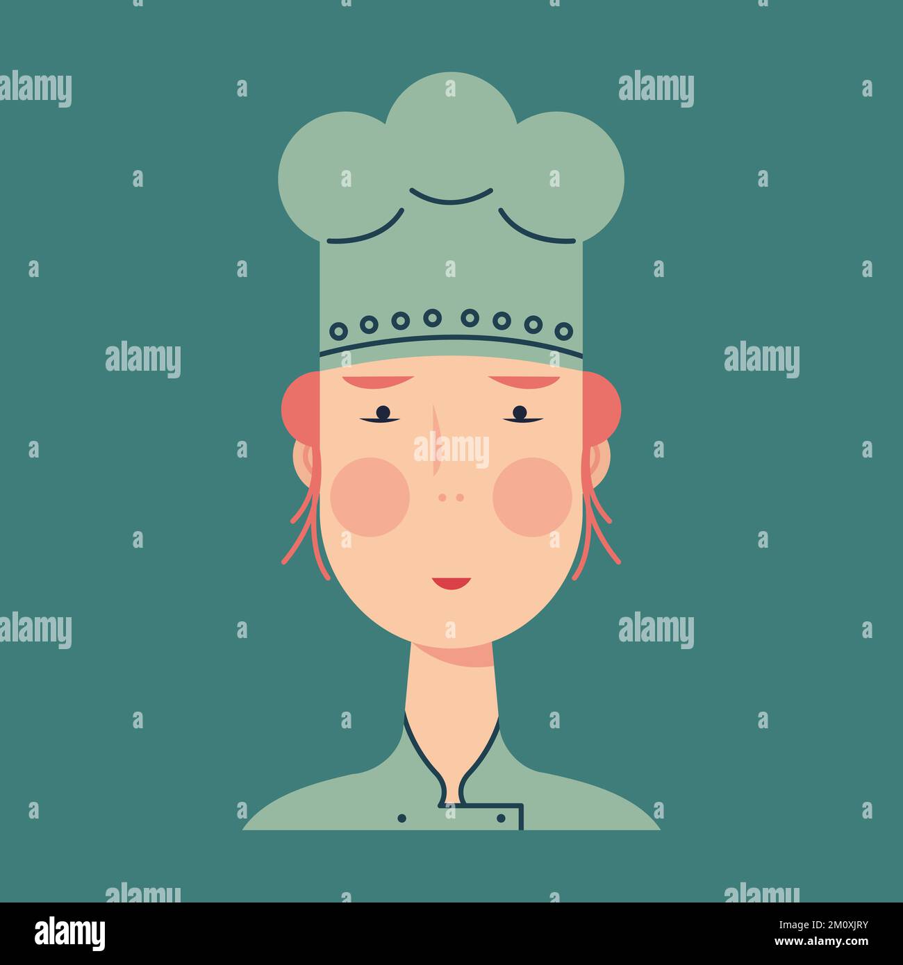 Avatar pour un chef. Femme aux cheveux au gingembre dans le chapeau du chef. Illustration de Vecteur
