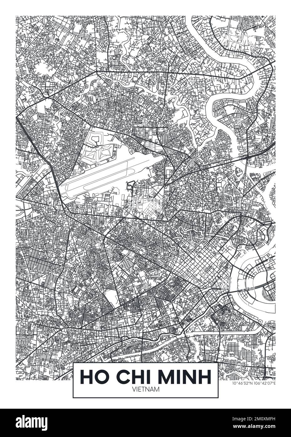 Plan de la ville Ho Chi Minh, urbanisme vecteur de voyage conception d'affiche Illustration de Vecteur