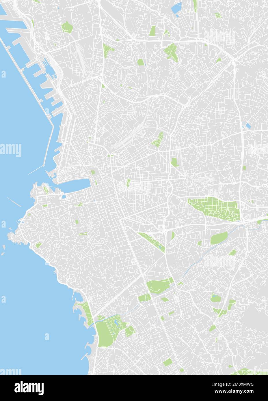 Plan de la ville de Marseille, plan détaillé en couleur, illustration vectorielle Illustration de Vecteur