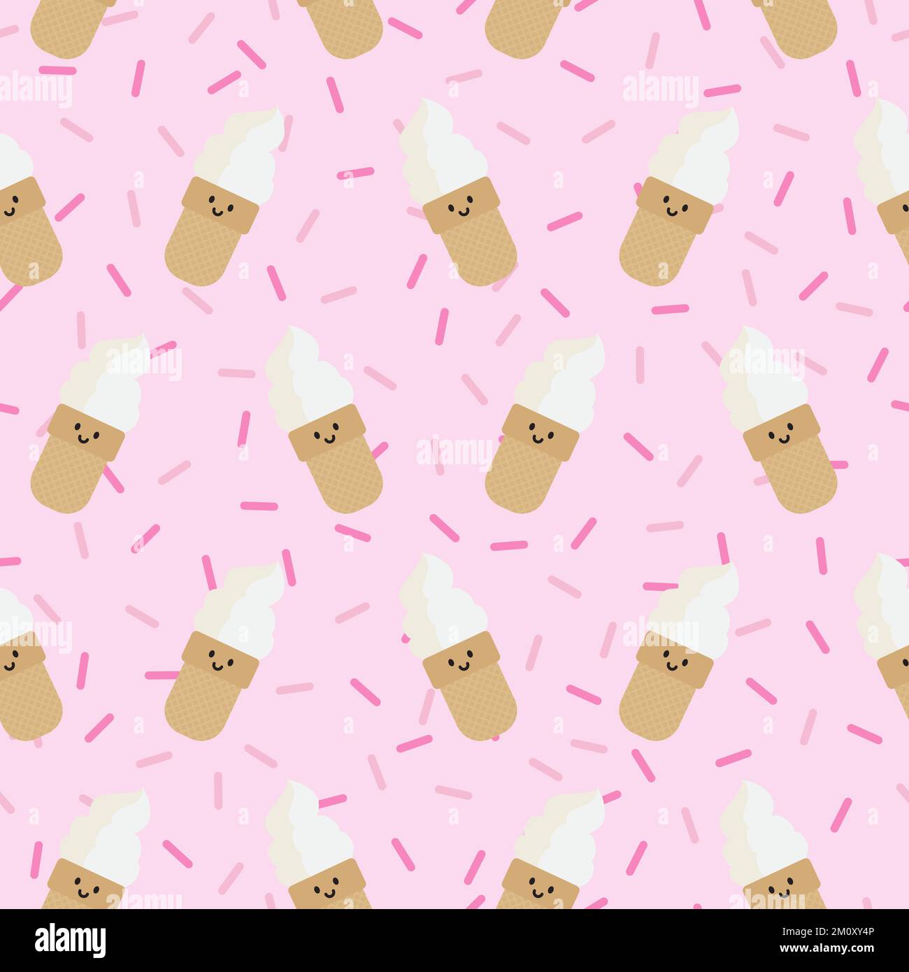 Cornets de crème glacée motif vectoriel rose sans couture Illustration de Vecteur