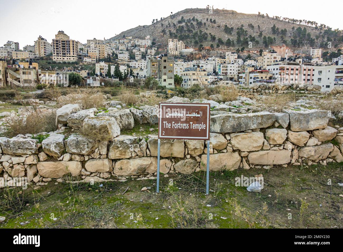 Visitez le site archéologique de Balata à Naplouse, en Palestine. Les ruines de la ville cananéenne de Shechem, datant du 2nd siècle avant Jésus-Christ. Banque D'Images