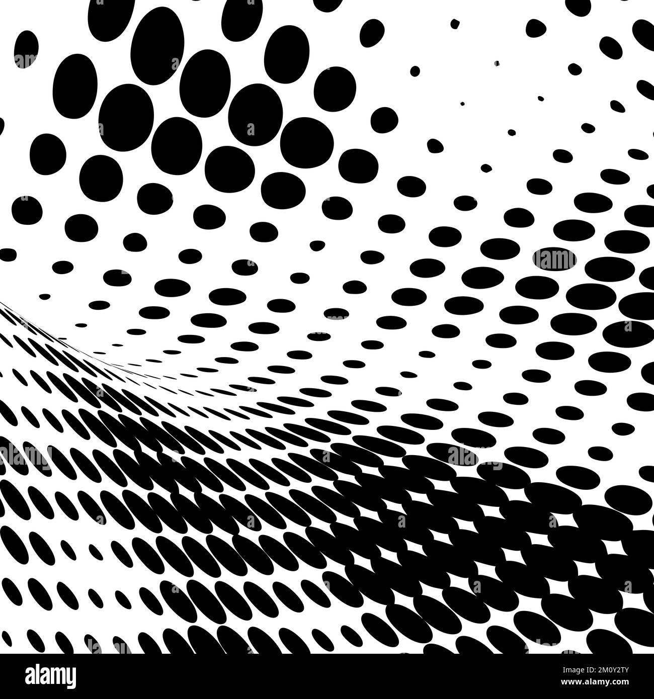 Arrière-plan à points noirs et blancs. Arrière-plan ondulé et tacheté. Motif à pois avec illusion optique, illustration vectorielle op. Art Illustration de Vecteur