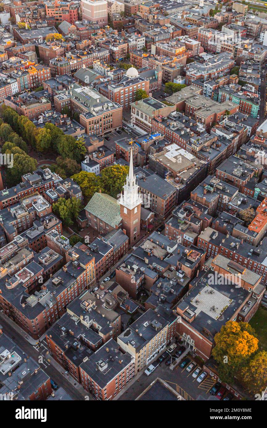 Old North Church - Sunset Aerial Photography Boston Banque D'Images