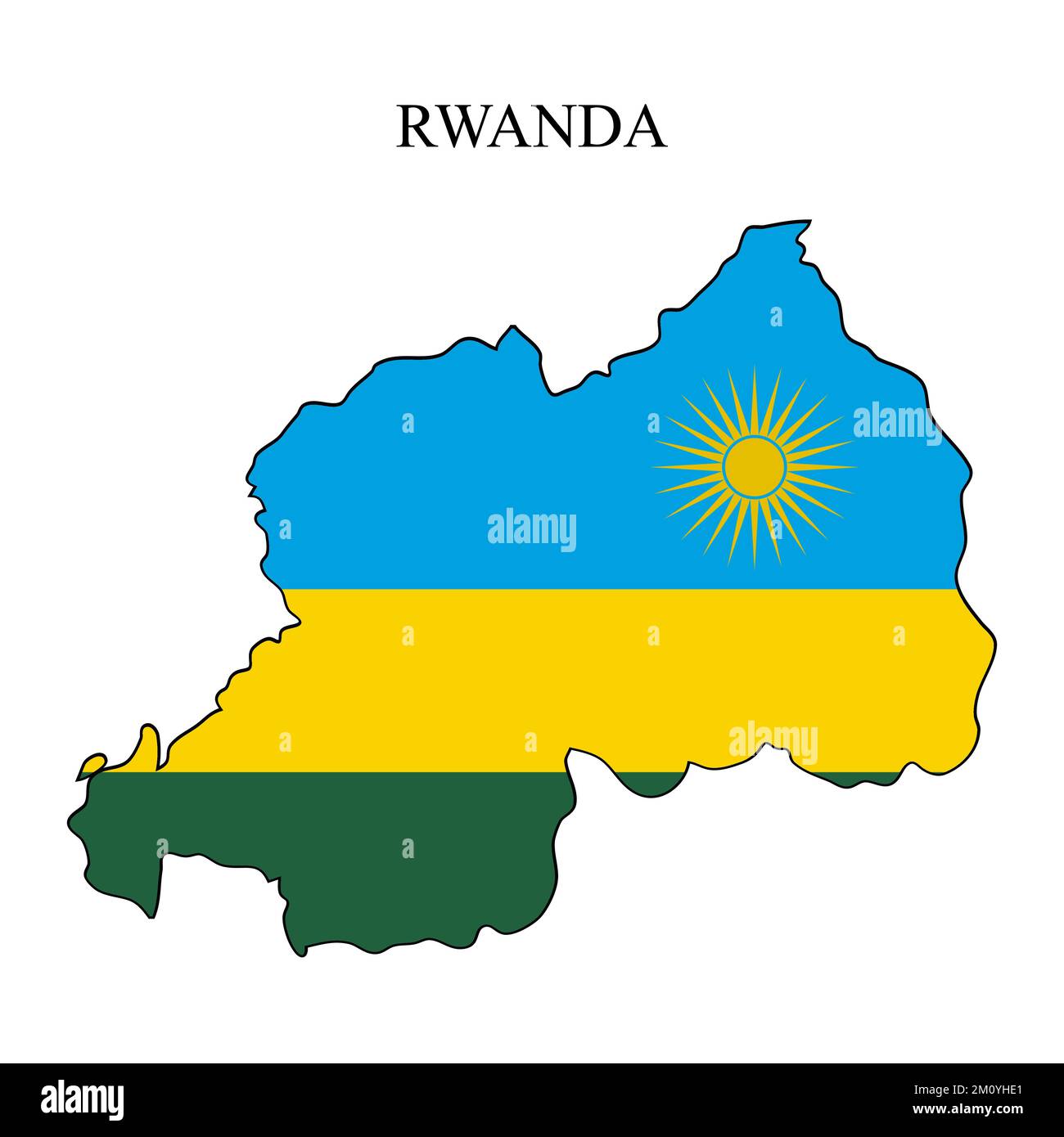 Illustration vectorielle de la carte du Rwanda. Économie mondiale. Pays célèbre. Afrique de l'est. Afrique. Illustration de Vecteur