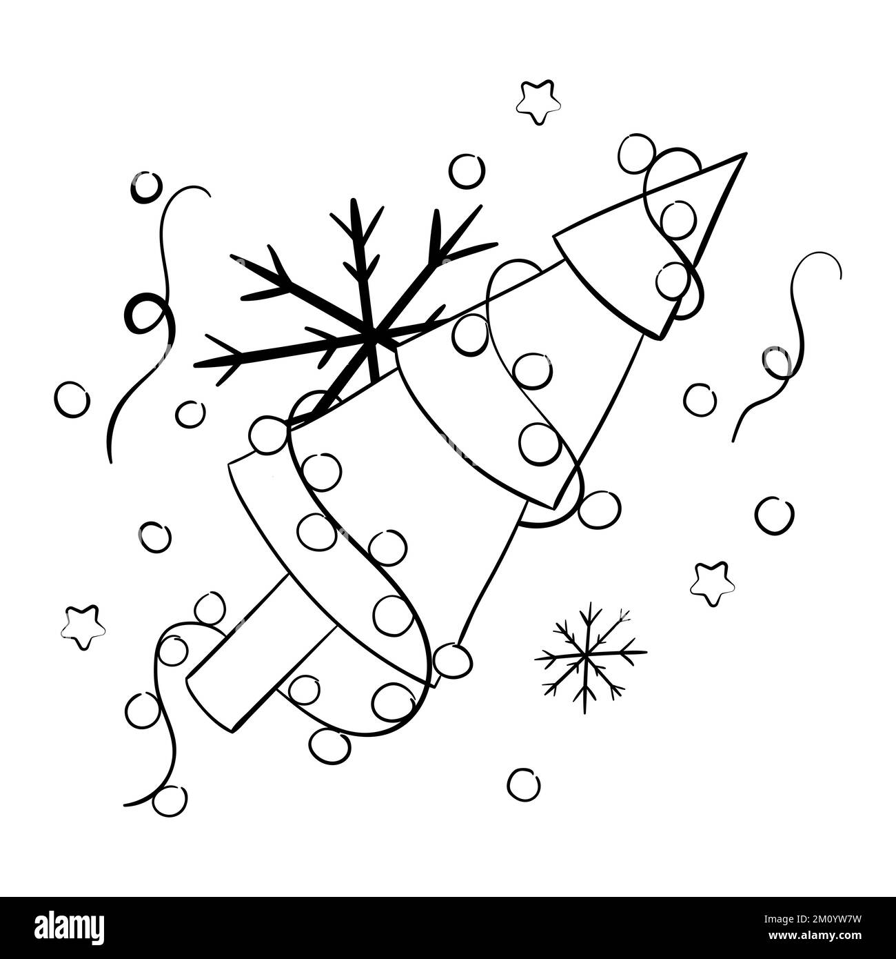 Dessin animé arbre de Noël pour les livres de coloriage. Design linéaire pour les livres de coloriage pour enfants Illustration de Vecteur