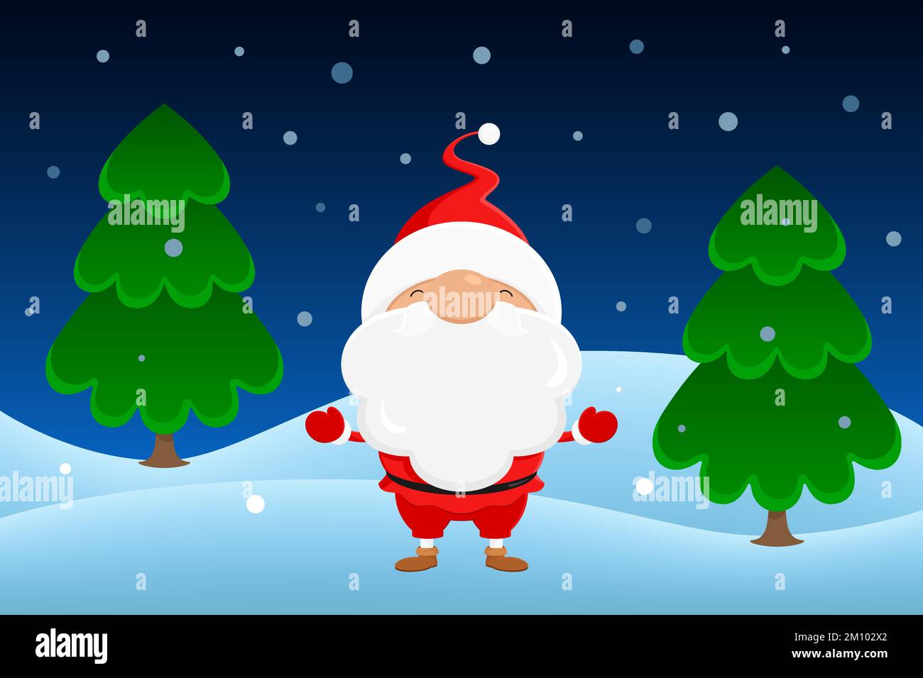Le Père Noël en forêt. Style de dessin animé. Illustration vectorielle. Illustration de Vecteur