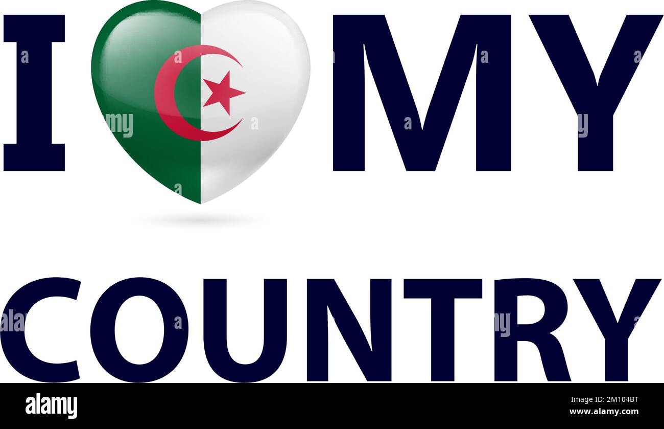 Coeur aux couleurs du drapeau algérien. J'aime mon pays - Algérie Illustration de Vecteur